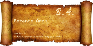 Berente Áron névjegykártya